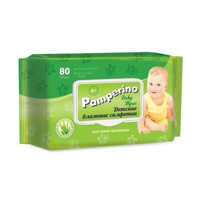 Салфетки влажные PAMPERINO ДЕТСКИЕ 80шт в упаковке с клапаном, 396774