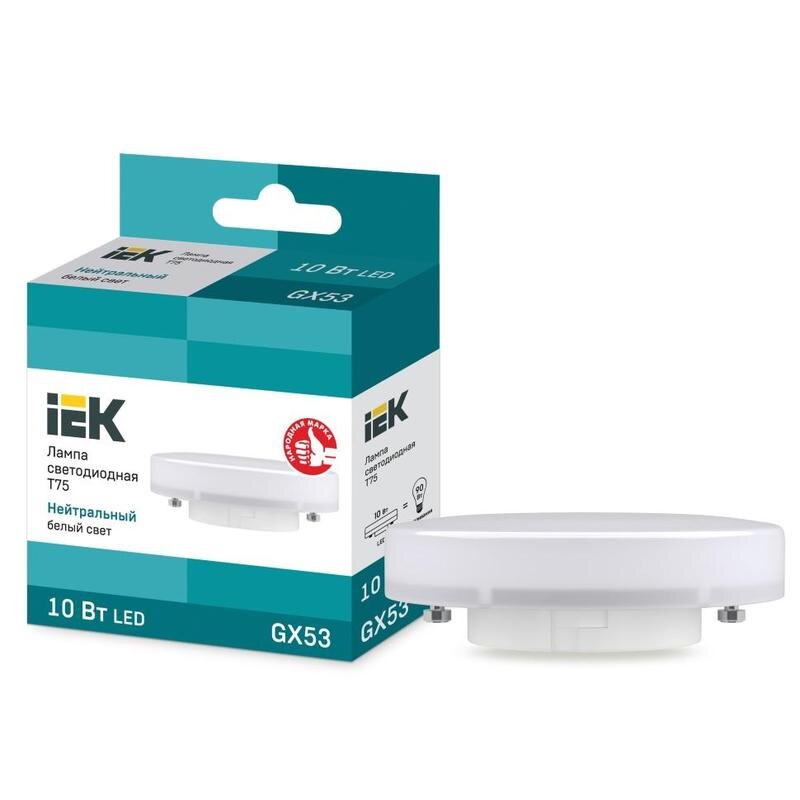 Лампа светодиодная IEK ECO T75 LLE-T80-10-230-40-GX53 10Вт 230В 4000К GX53, 1324944