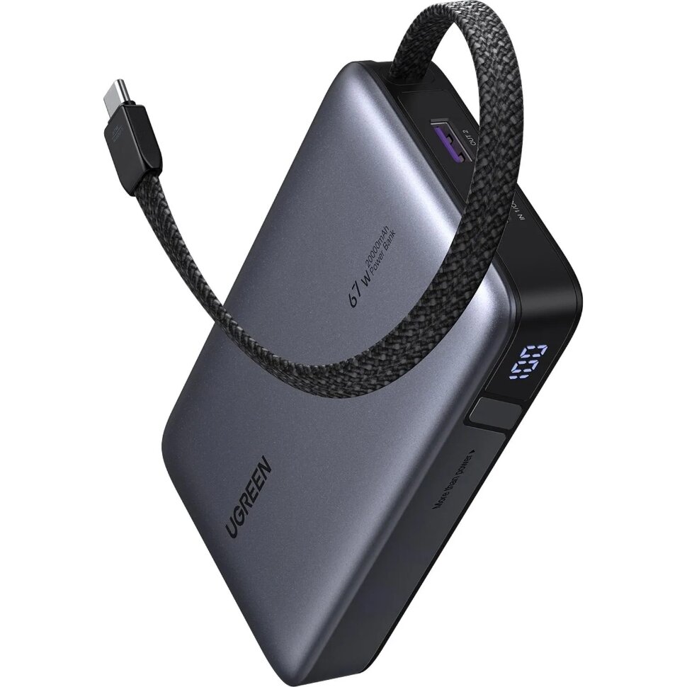 Внешний аккумулятор UGREEN PB550(85166B)67W 20000mAh USB-C&A +каб/сер.косм, 2465217