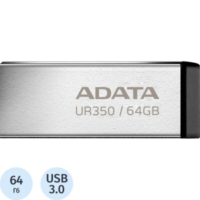 Флеш-память ADATA USB3.2 64G BLACK UR350-64G-RSR/BK, 2027156