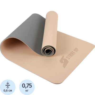 Коврик для фитнеса и йоги Start Up Beige/Gray р183х61х0,6см, 371125, 2542779