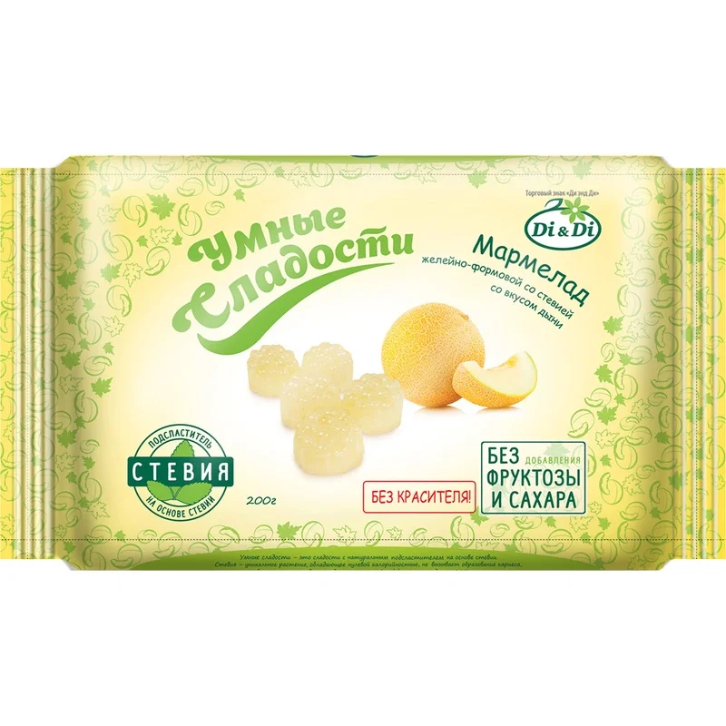 Мармелад Умные сладости Di&Di желейно-формовой со вкусом дыни,стевия,200г, 1295136