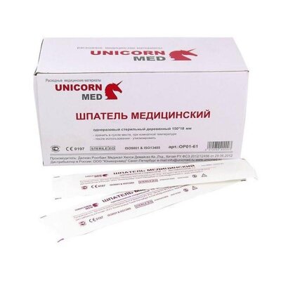 Шпатель терапевтический деревянный стерил. 150х18х1,6 мм OP01-61 100шт/уп, 695424