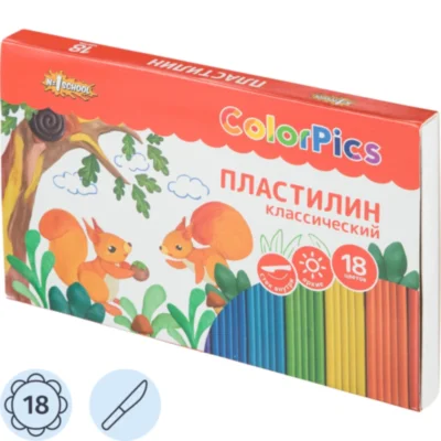 Пластилин клас.Комус Класс(№1 School)Color Pics наб.18 цв,360г,СО СТЕКОМ, 1808184