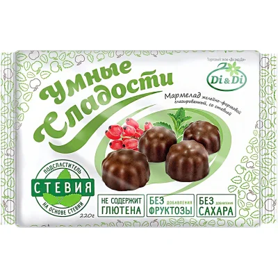 Мармелад Умные сладости Di&amp;Di желейный в шоколадной глазури,стевия, 220г, 1295135