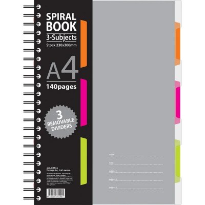 Бизнес-тетрадь 140л,кл,А4,SPIRAL BOOK Серый,евроспир,обл.пласт,раздел.84103, 737336